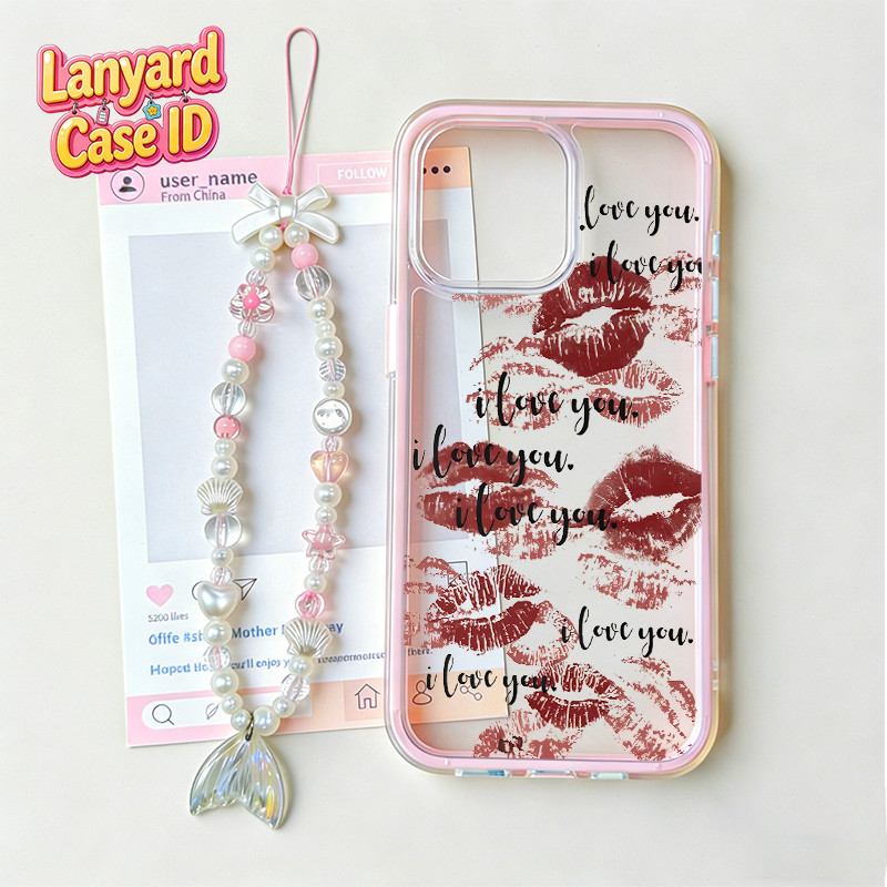 HP GANTUNGAN 2 In 1 Letter Sign Kiss Lanyard Case Samsung A17 5G A56 5G A26 A07 A36 S23 S26 Ultra Pl