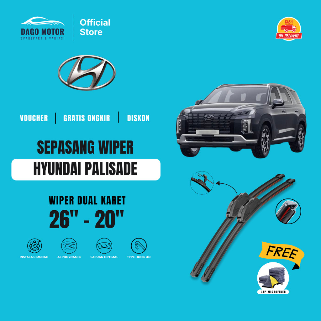 Hyundai Palisade Dual Car Windshield Wiper ฟรีผ้าไมโครไฟเบอร์