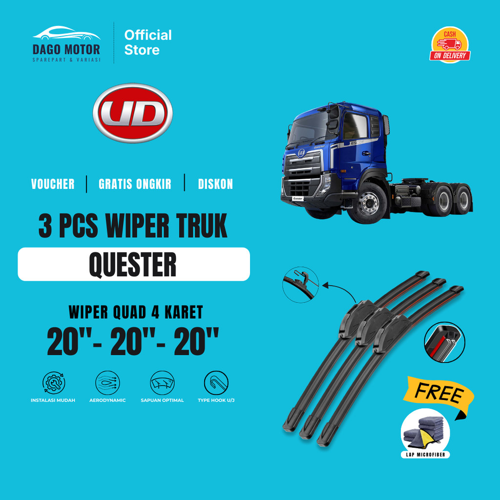 UD Trucks Quester Quad ที่ปัดน้ําฝนกระจกรถยนต์ฟรีผ้าไมโครไฟเบอร์