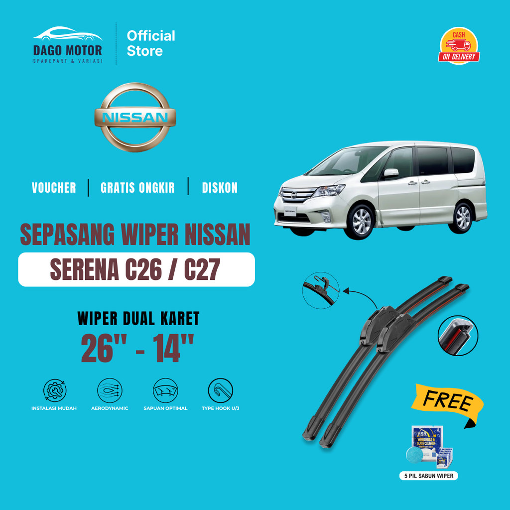 Nissan Serena C26 / C27 ที่ปัดน้ําฝนกระจกรถยนต์คู่ฟรี 5 เม็ดสบู่
