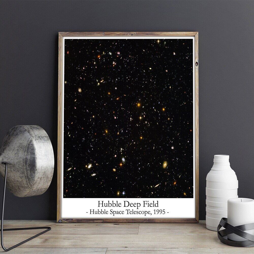 Hubble Deep Field Hubble Telescope ภาพโปสเตอร์พื้นที่ที่มีชื่อเสียงบทคัดย่อผ้าใบภาพวาด Wall Art