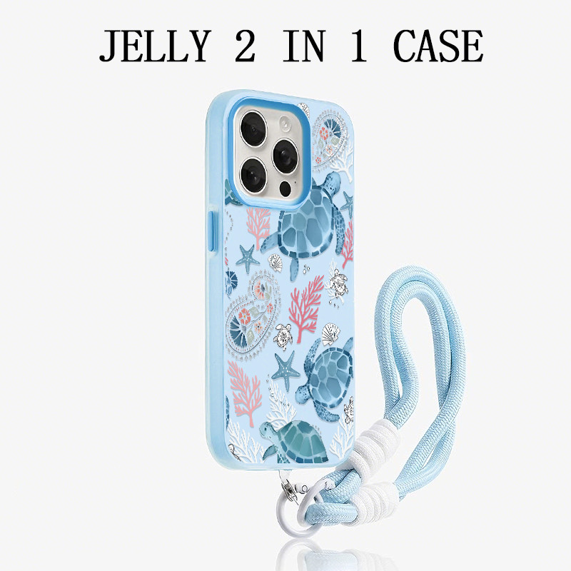 GANTUNGAN Sea Creature Jelly 2 In 1 Blue Lanyard Case Vivo Y05 Y21D V60 Lite V70 Fe Y400 Iqoo Z10 Li