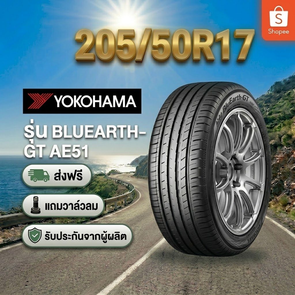205/50R17 YOKOHAMA BlueEarth AE51 ยางใหม่ 1 เส้น ปี 2026