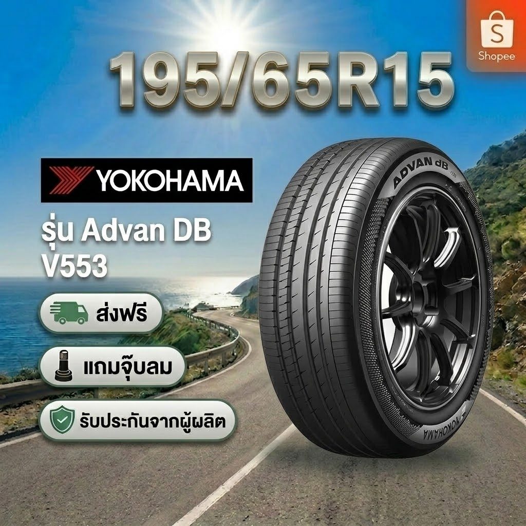 195/65R15 YOKOHAMA ADVAN dB Decibel  V553 ยางใหม่ 1 เส้น ปี 2026