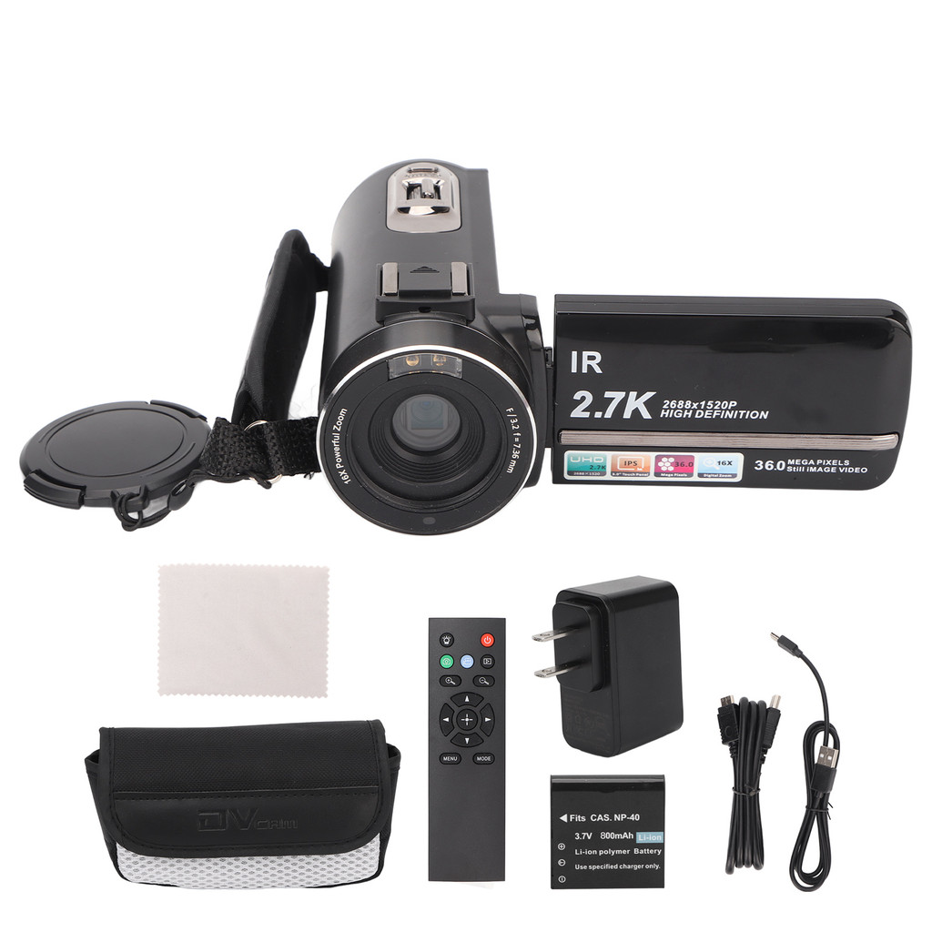 กล้องวิดีโอ 2.7K พร้อมหน้าจอ IPS LCD Night Vision 16X ซูมดิจิตอล HD REFG2