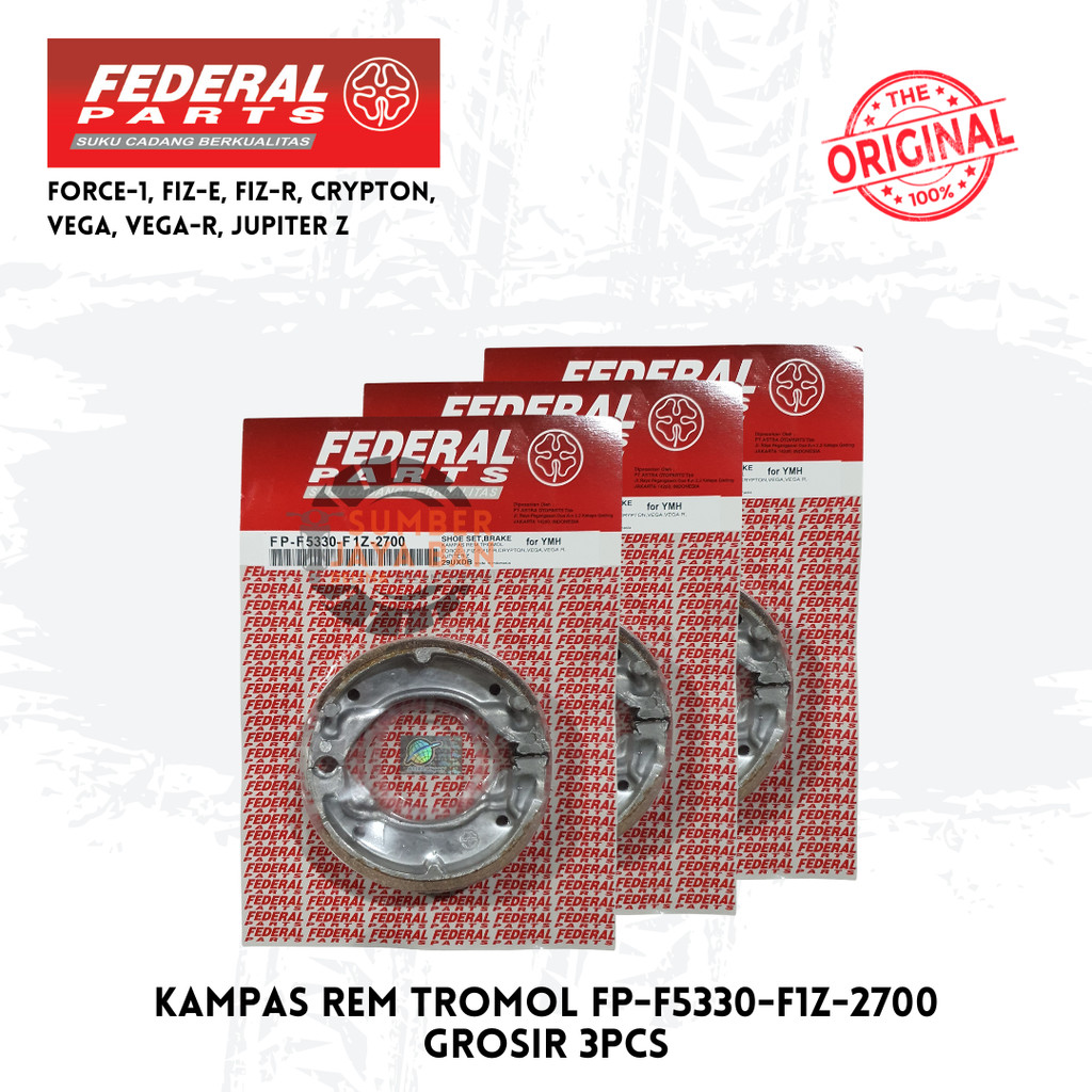 (WHOLESALE MIN 3PCS) ผ้าเบรคดรัมนอกล F1Z Force 1 FIZ-R Crypton Vega R Jupiter Z FP-F5330-F1Z-2700 รอ