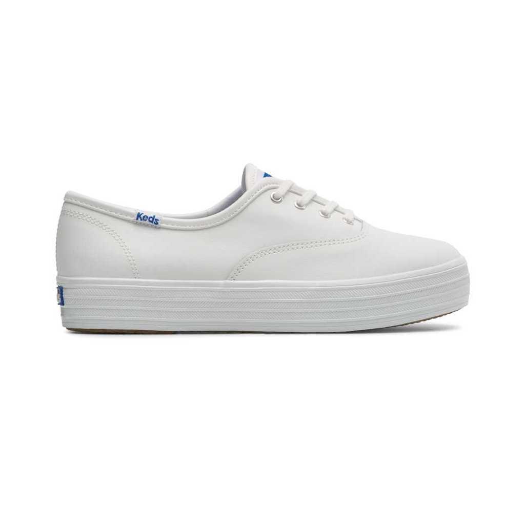 Keds รุ่น The Platform Leather รองเท้าผ้าใบหนัง ผู้หญิง สี White - WH67191