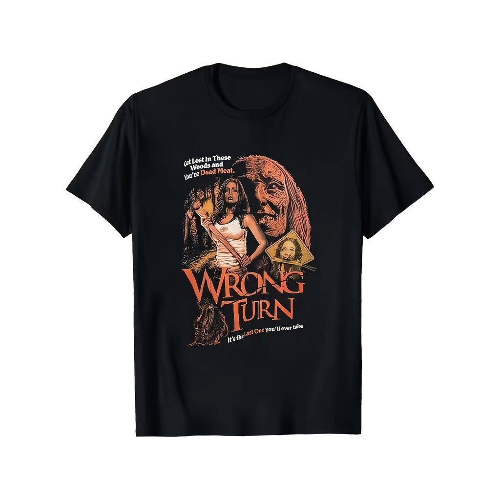 "WRONG TURN" เสื้อยืดลําลองสีดําสยองขวัญ