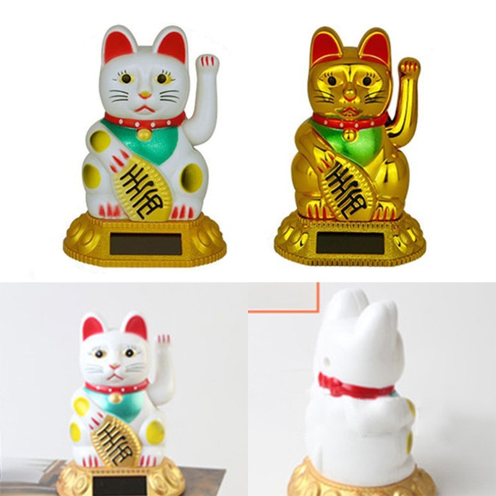 [CUTEBABY] Lucky Cat Gold Waving พลังงานแสงอาทิตย์โชคลาภจีนทอง Maneki Neko