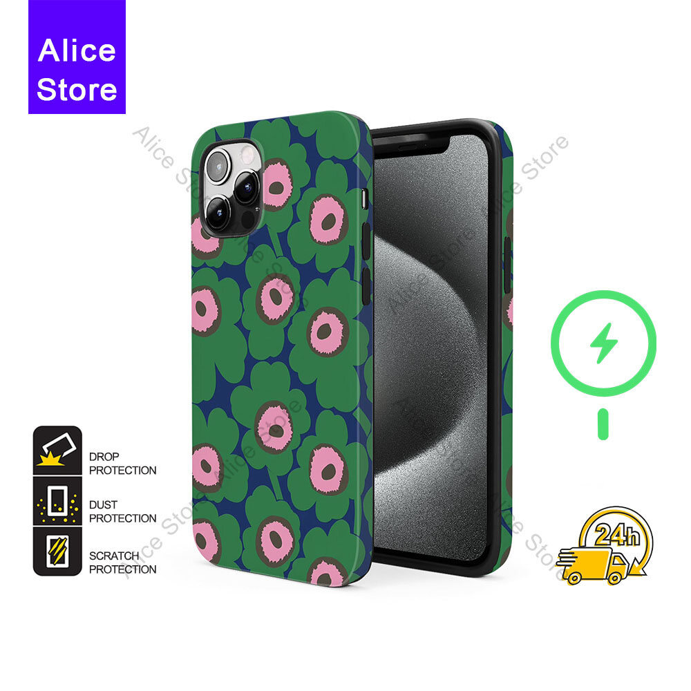 ดอกไม้เคสโทรศัพท์สําหรับ iPhone 17 Pro Max / iPhone 16 Pro Max / 15 Pro Max / 13 เคสป้องกัน M514