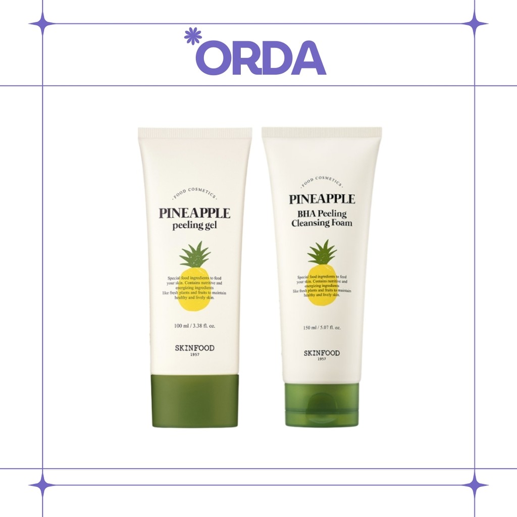 SKINFOOD Pineapple Peeling Gel 100ml / BHA Peeling Cleansing Foam 150ml