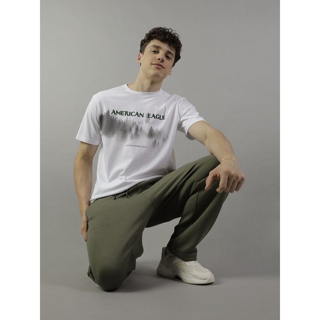 American Eagle เสื้อยืดผู้ชาย G INTL SS SET IN TEE- PC DYE + SERIOUSLY SOFT WASH สี WHITE - 017-3337-100