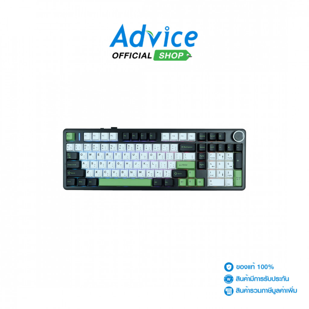 AULA KEYBOARD WIRELESS F99PRO GRAY WHITE GREEN (SKYBLUE SWITCH/BLUETOOTH) - A0178055
