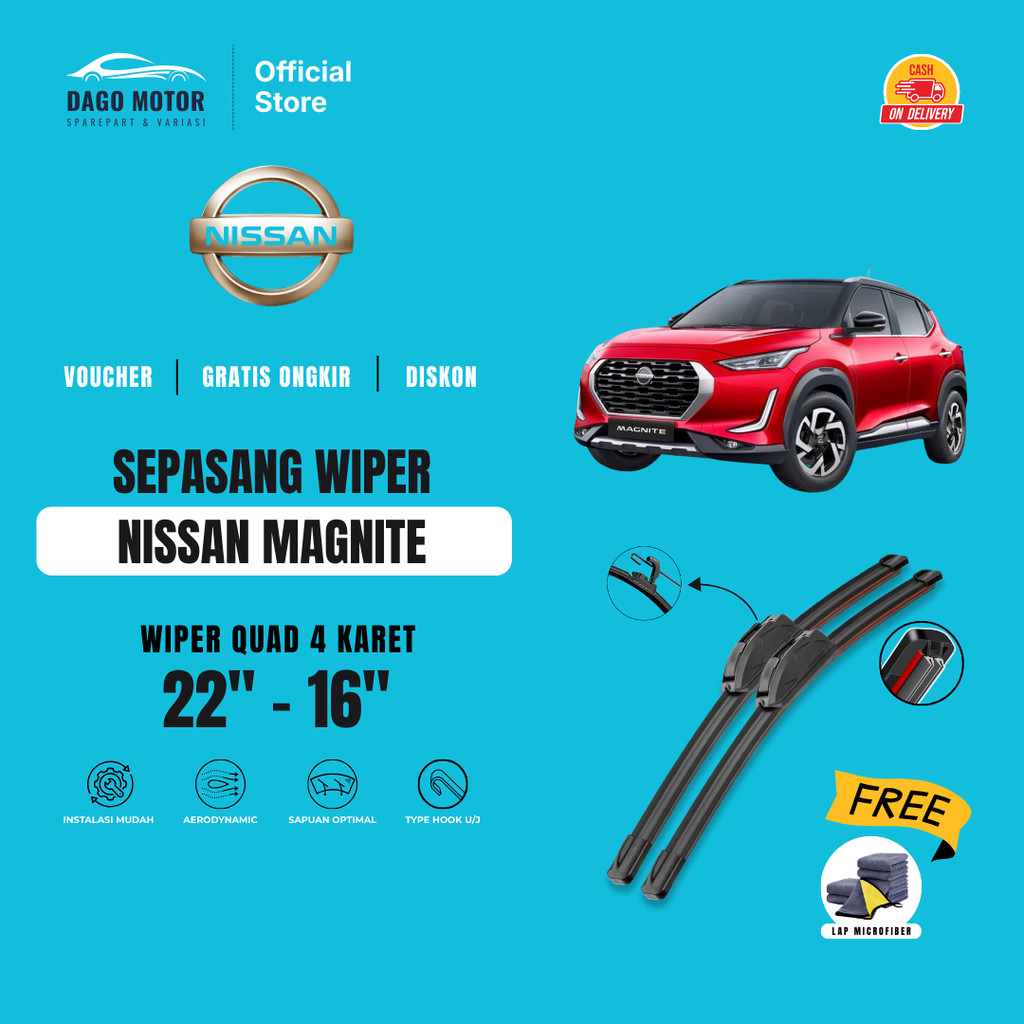 Nissan Magnite Quad ที่ปัดน้ําฝนกระจกรถยนต์ฟรีผ้าไมโครไฟเบอร์