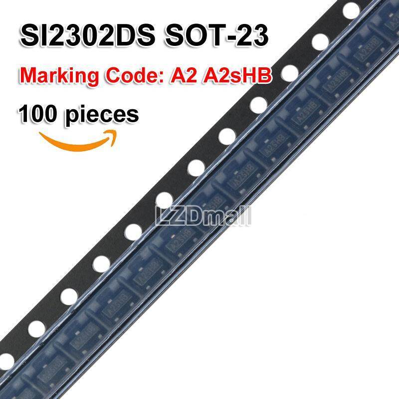100 ชิ้น SI2302DS SOT-23 SI2302 SOT23 SMD N-Channel MOSFET เครื่องหมายรหัส A2 A2sHB ใหม่เดิม
