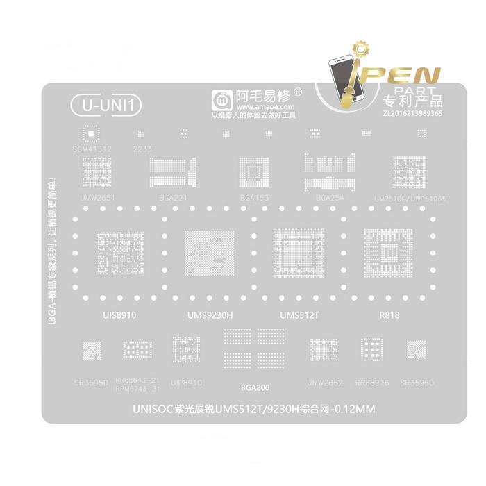 Ums9230H Ums512T U-Uni1 Amao แผ่นลายฉลุ Bga ดั้งเดิม