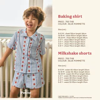 lookbookpetite milkshake shorts blue pommette กางเกงขาสั้นเอวยางยืด รุ่น Milkshake สี blue pommette