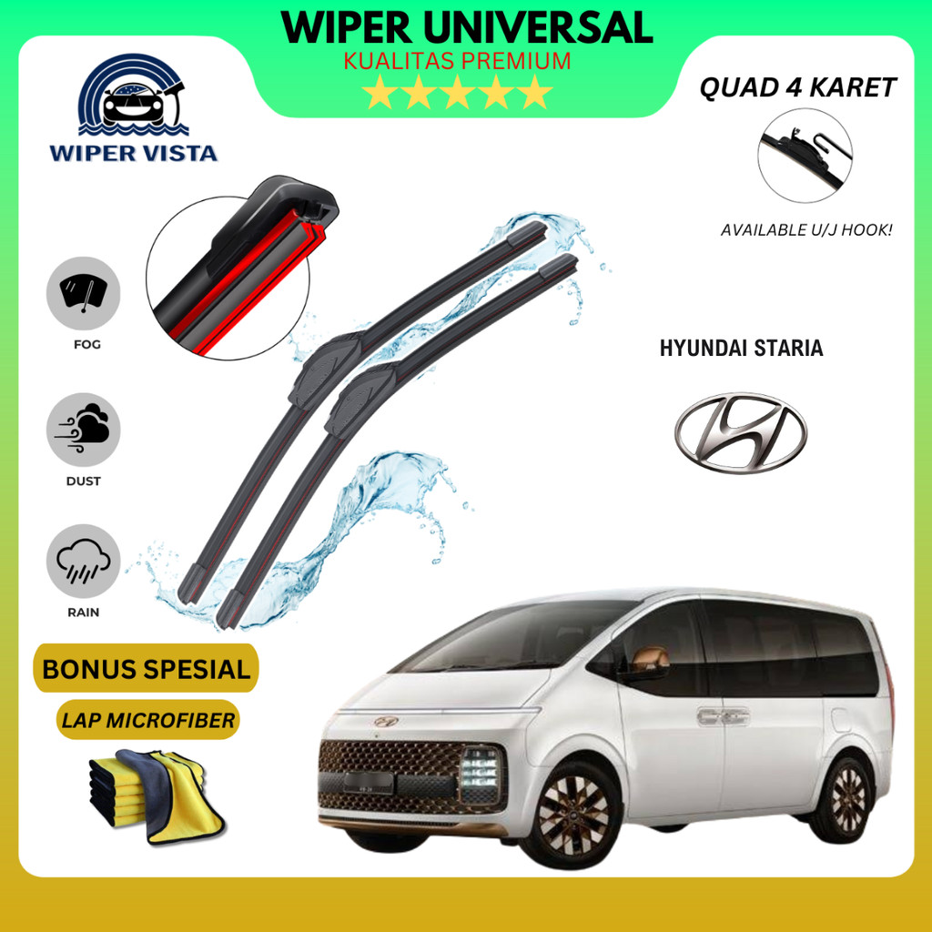 Hyundai Staria Quad ที่ปัดน้ําฝนกระจกรถยนต์ฟรีผ้าไมโครไฟเบอร์