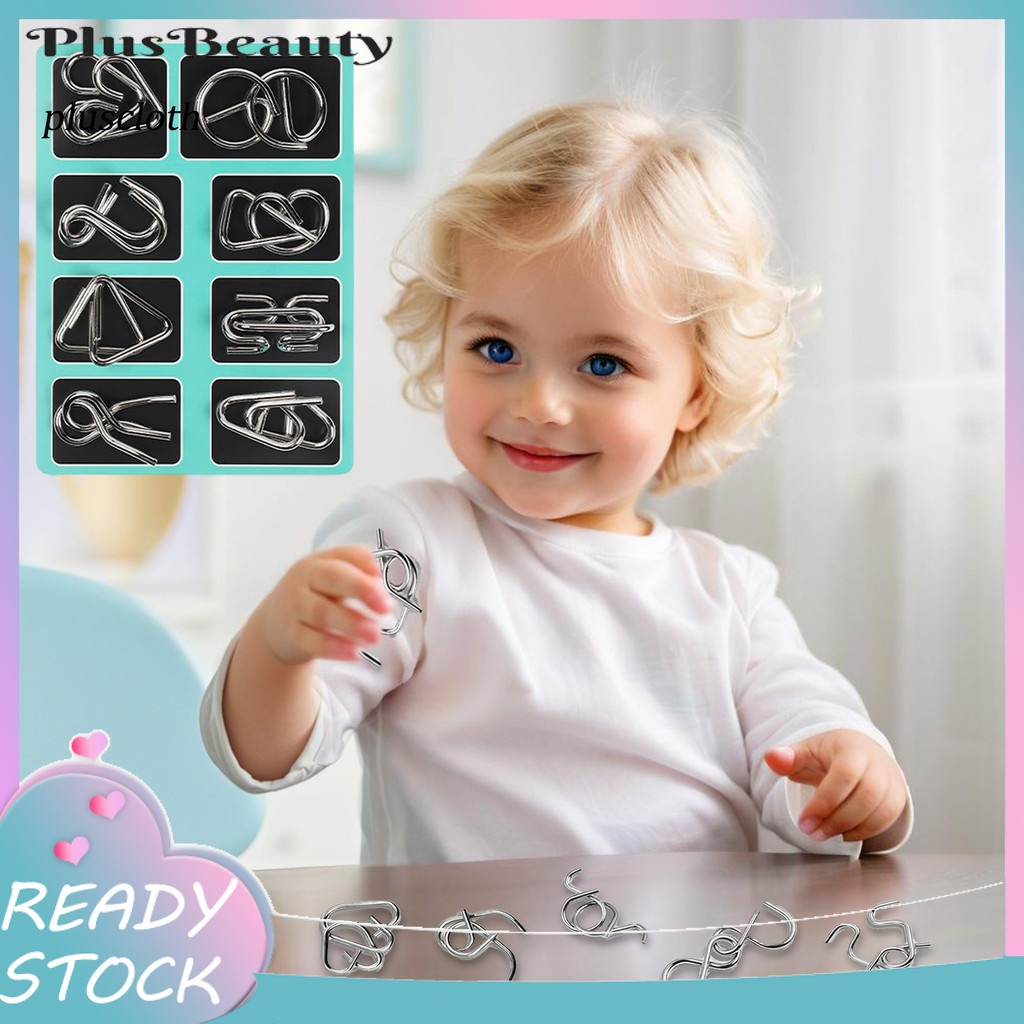 Pluscloth 1/3 ชุดโลหะปริศนาแหวนสมอง Teaser 3D ลวดเกมปริศนาเด็กผู้ใหญ่ Mind Logic IQ Test การศึกษาปลด