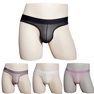 [ECT]Men Oil Shiny เซ็กซี่สั้นต่ําเอว Sheer ชุดชั้นในผ้าไหมน…