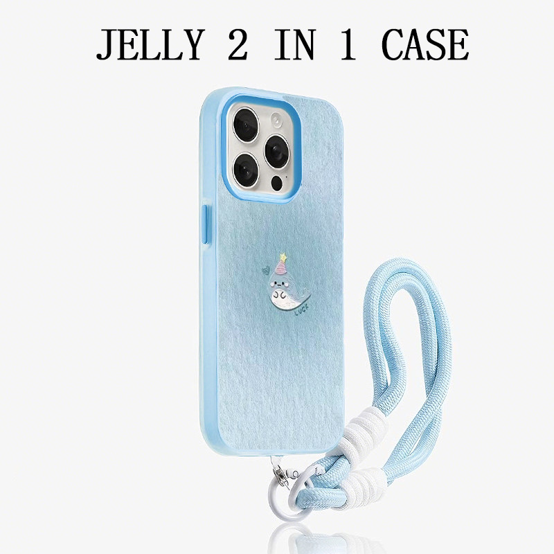 GANTUNGAN Blue Whaleขนาดเล็กJelly Lanyard 2 In 1 กรณีVivo V70 Fe Y400 Y21D Y05 V60 Lite Y19S Pro Iqo