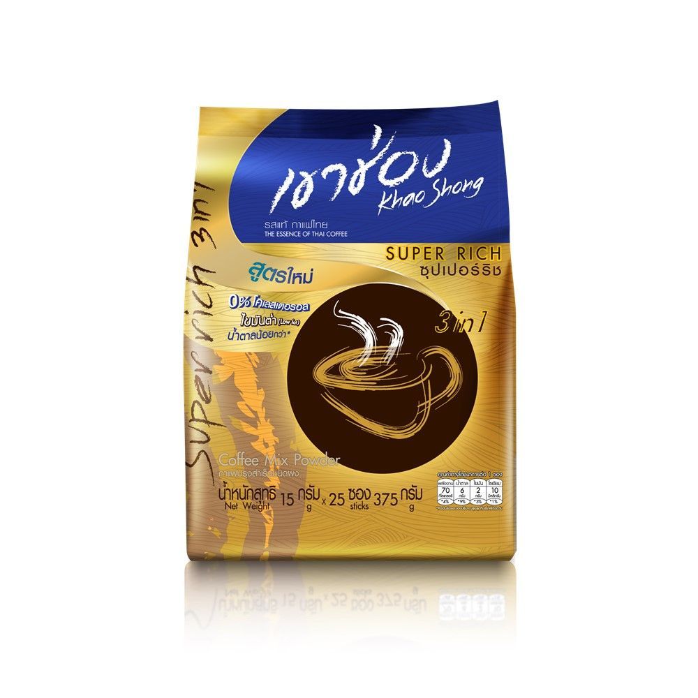 🐙 เขาช่อง คอฟฟี่ 3อิน1 ซุปเปอร์ริซ 15กรัมX25ซอง 🐟 KHAO SHONG SUPERRICH COFFEE 3IN1 15G.X25 STICKS 🐞 
