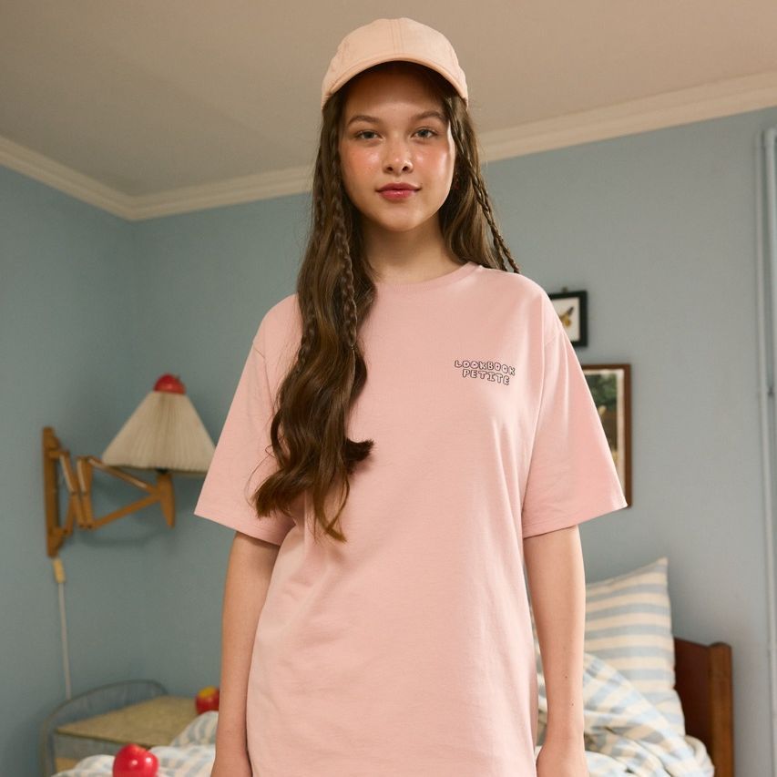 lookbookpetite t-shirt (adult) pink bubbly logo เสื้อยืดผู้หญิง/ผู้ชาย สีชมพู โลโก้ Lookbook Petite – เสื้อโอเวอร์ไซซ์