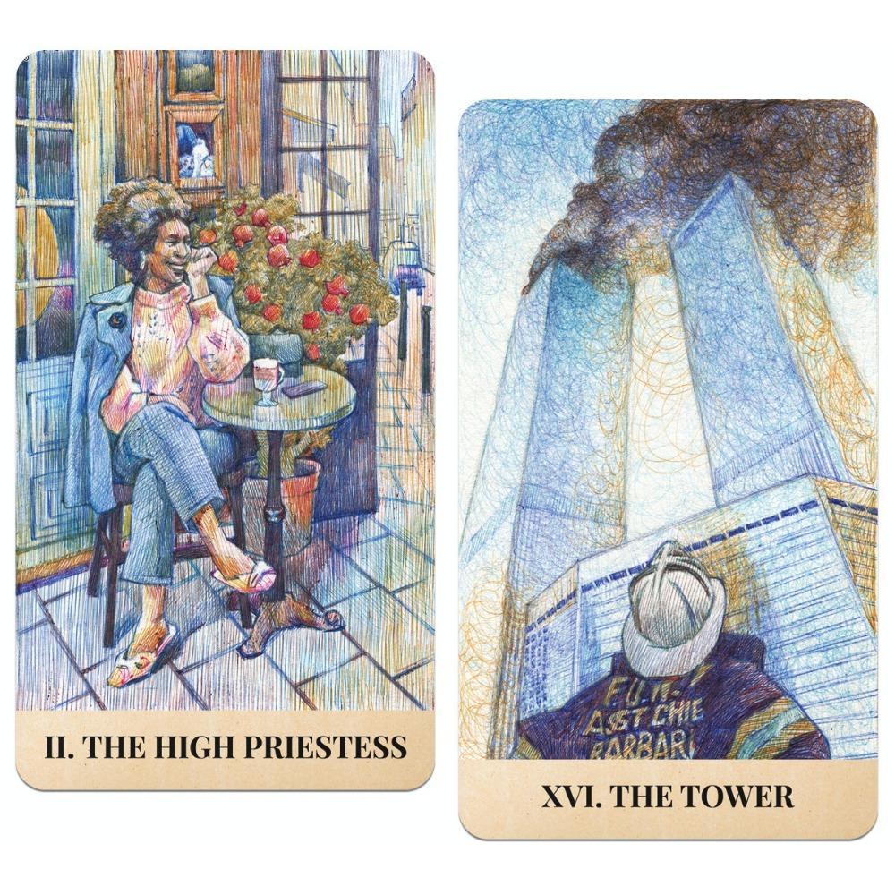 12*7ซม. City Labyrinth Tarot, 78 ใบ Tarot Deck | Indy Tarot Pen วาดเกี่ยวกับ Life In New York In The Early 2000s ราคา ถูกที่สุด ดีลบีเคเค แกลเลอรีภาพที่ 4