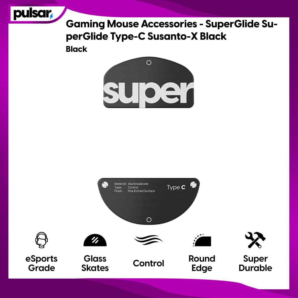 อุปกรณ์เสริมเมาส์สําหรับเล่นเกม Pulsar - SuperGlide SuperGlide Type-C Susanto-X สีดําสีดํา Ultra Smo