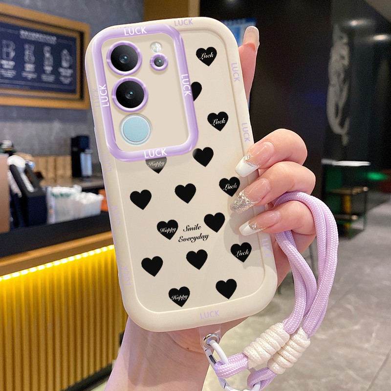 เคส VIVO V29 5G V29E 5G V29 Pro 5G Black Love พร้อมเชือกเส้นเล็ก