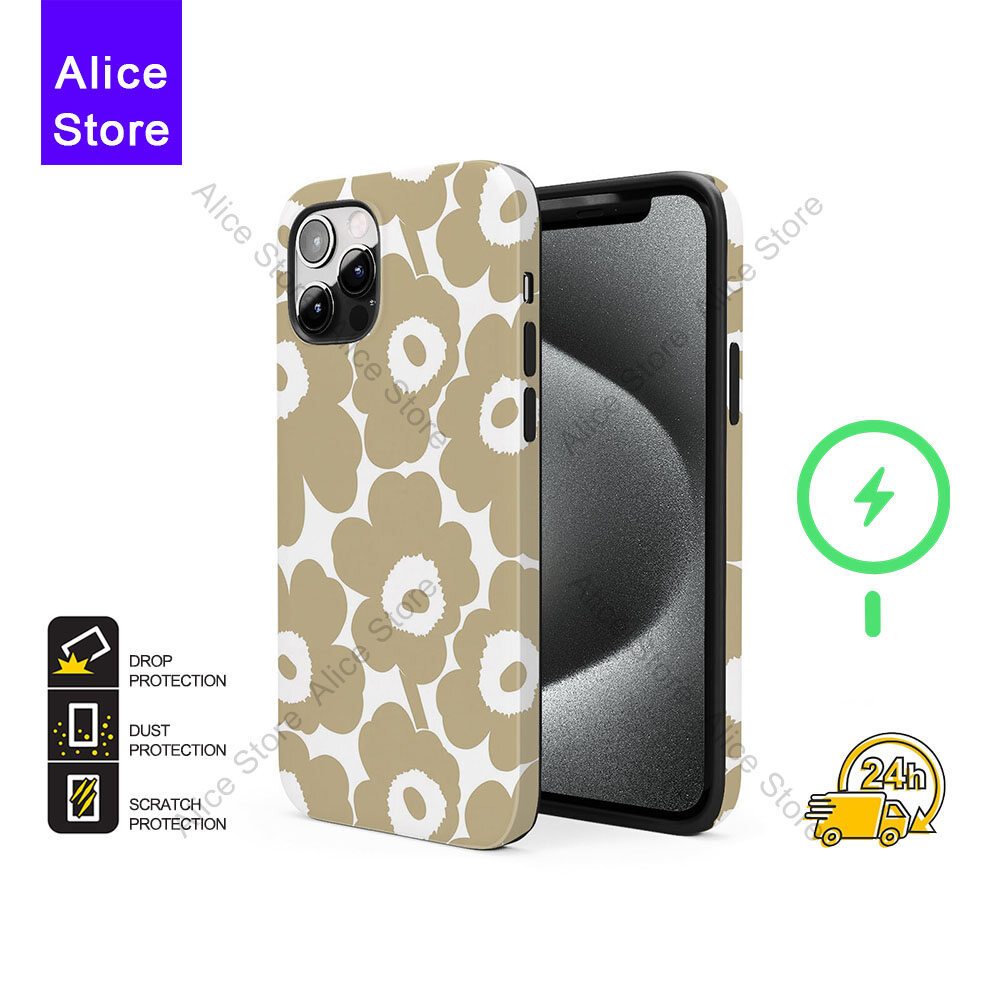ดอกไม้เคสโทรศัพท์สําหรับ iPhone 17 Pro Max / iPhone 16 Pro Max / 15 Pro Max / 13 เคสป้องกัน M360