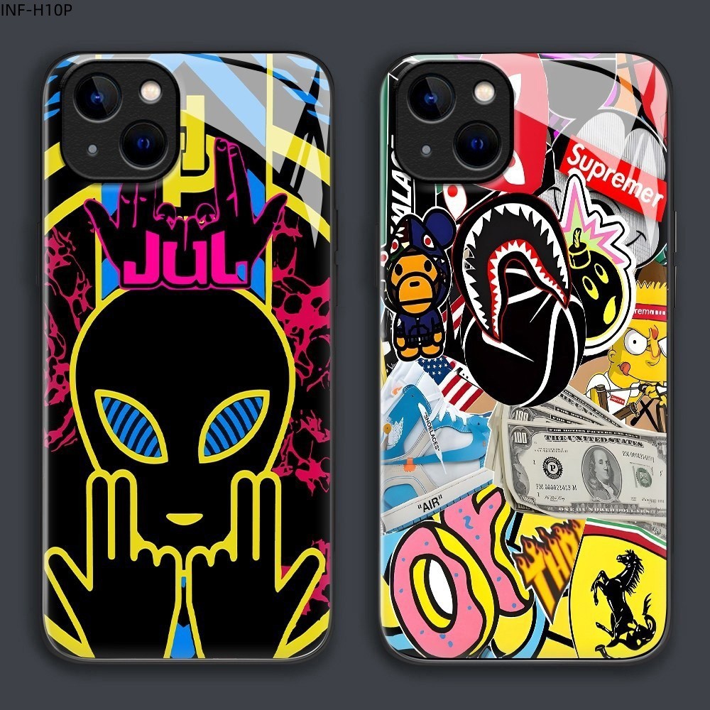 เคส For Infinix Hot 50 50i 40 40i 30 30i 11 10 Play Pro Plus 4G เคสโทรศัพท์ เคสอินฟินิกซ์ สำหรับ Phone Glass Case BLK