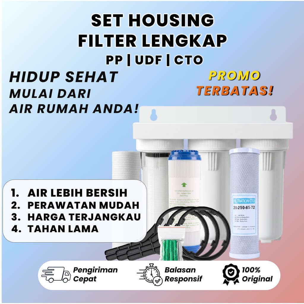 3-STAGE WELL/PDAM WATER FILTER PACKAGE FILTER / 10" HOUSING FILTER (PP-UDF-CTO)
