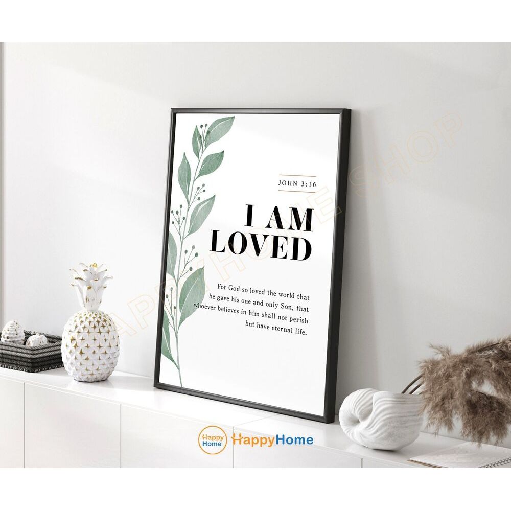 John 3:16 Wall Art I am Loved Bible Verse Scripture Art Christian Decor CK12