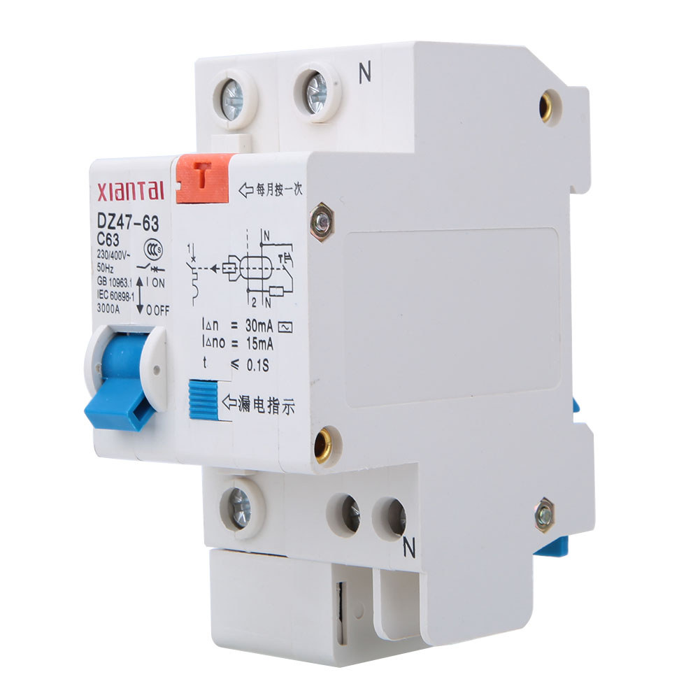 [จัดส่งภายใน 24 ชม.] DZ47LE 1p N 230V-400V 50HZ 60A 4KA C Type Residual Current Circuit Breaker