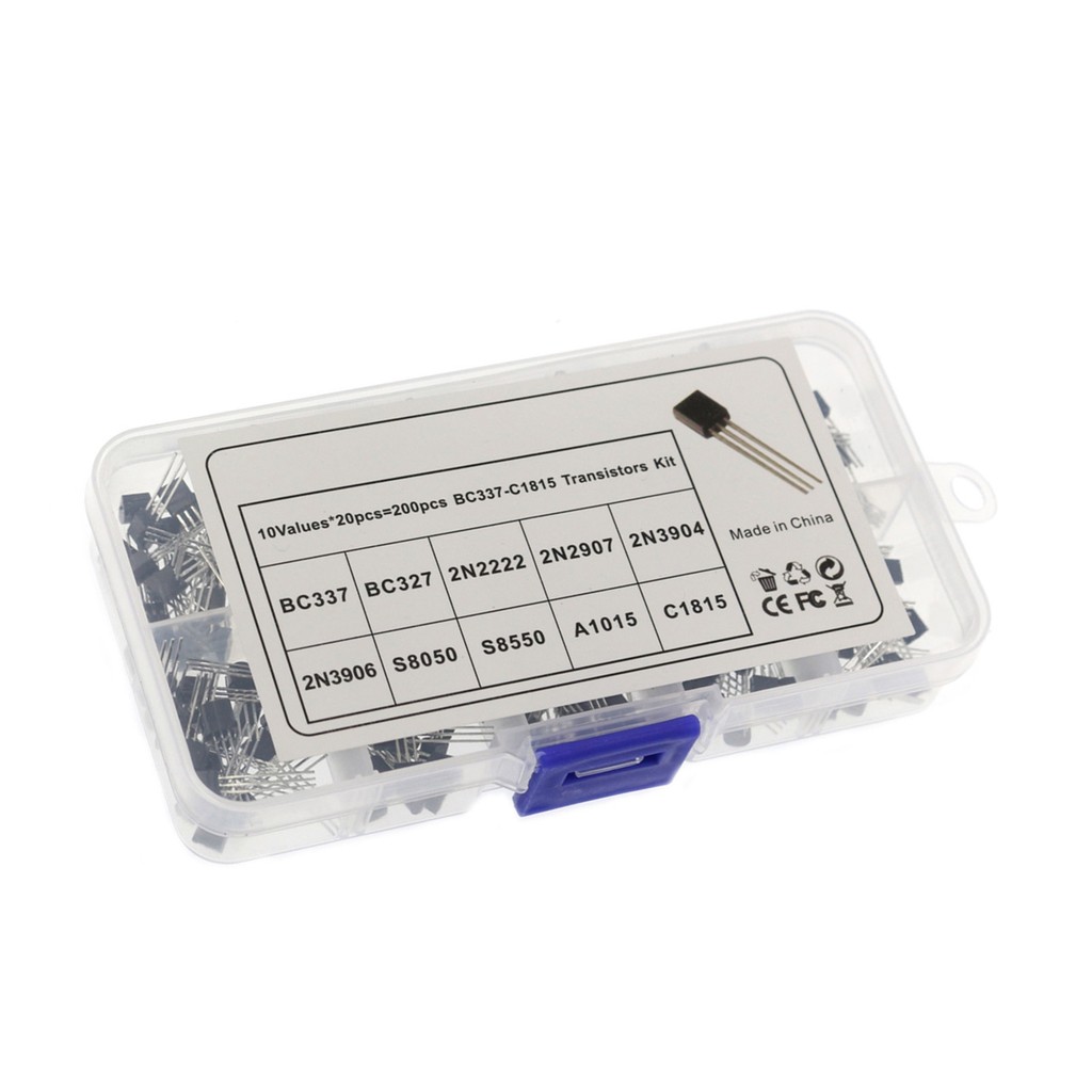 Tmaoth 200PCS TO-92 NPN P-NP P-ower ทรานซิสเตอร์ 10 ประเภทค่าชุด BC337/ BC327/ 2N222/ 2N2907/ 2N3904