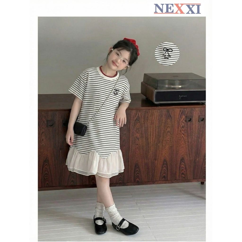 2601.4 - borip Win sundress โบว์เมทัลลิก ไซส์ 3-14y