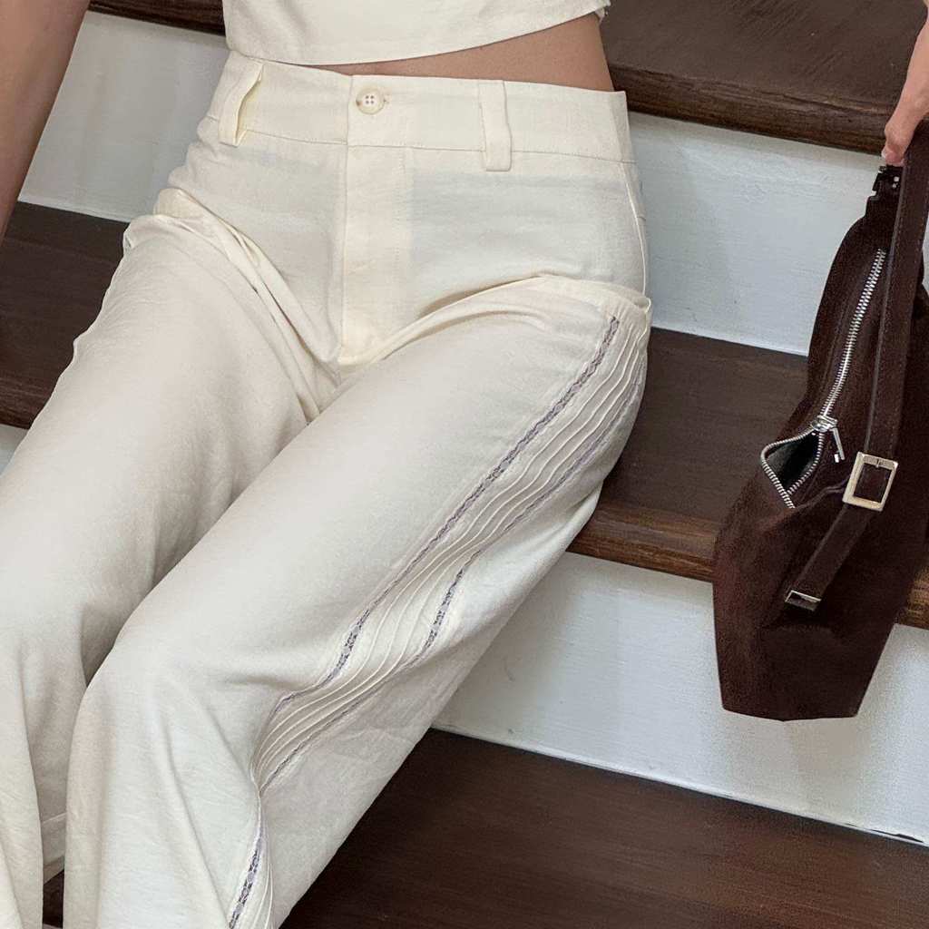 Vynn - Canopy Pants กางเกงขายาวเอวต่ำ แถบลูกไม้ข้าง