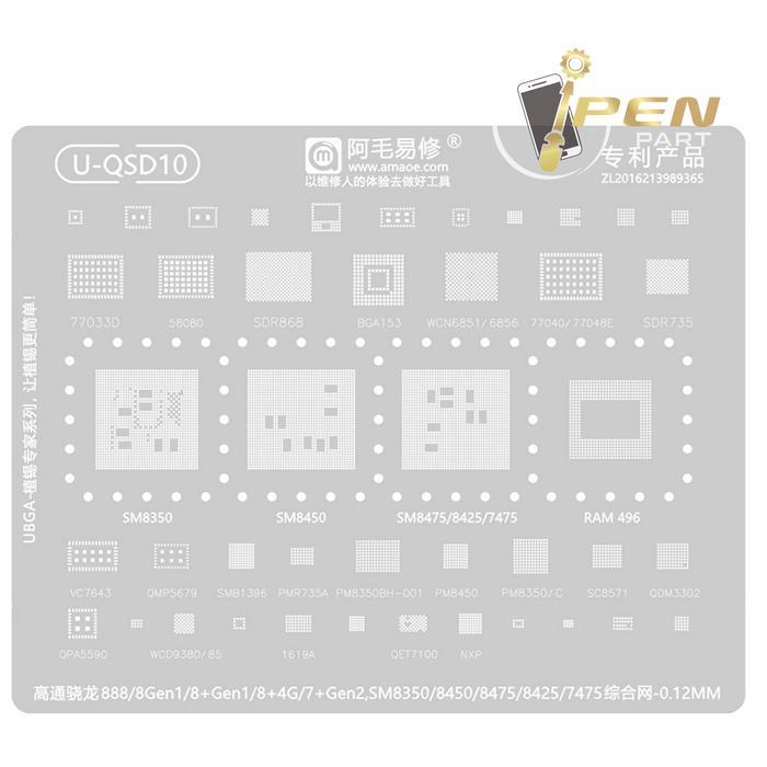 Sm8450 U-Qsd10 Sm8475 Amao แผ่นลายฉลุ Bga ดั้งเดิม