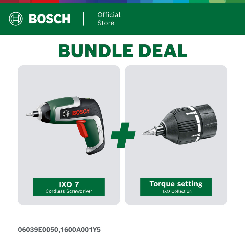 BOSCH ชุดสุดคุ้ม สว่าน IXO7 3.6V และ ชุด IXO Collection - Torque Setting adapter