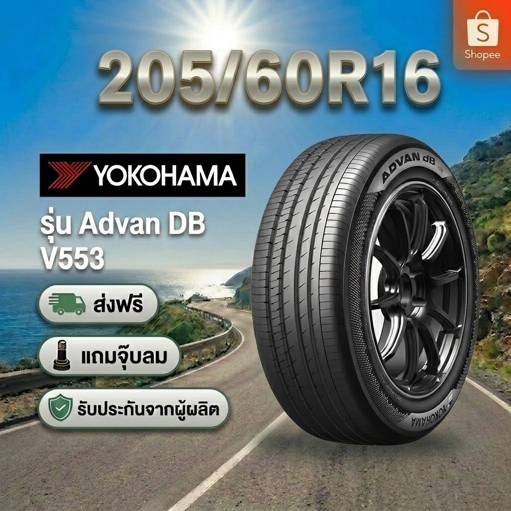 205/60R16 YOKOHAMA ADVAN dB Decibel  V553 ยางใหม่ 1 เส้น ปี 2026