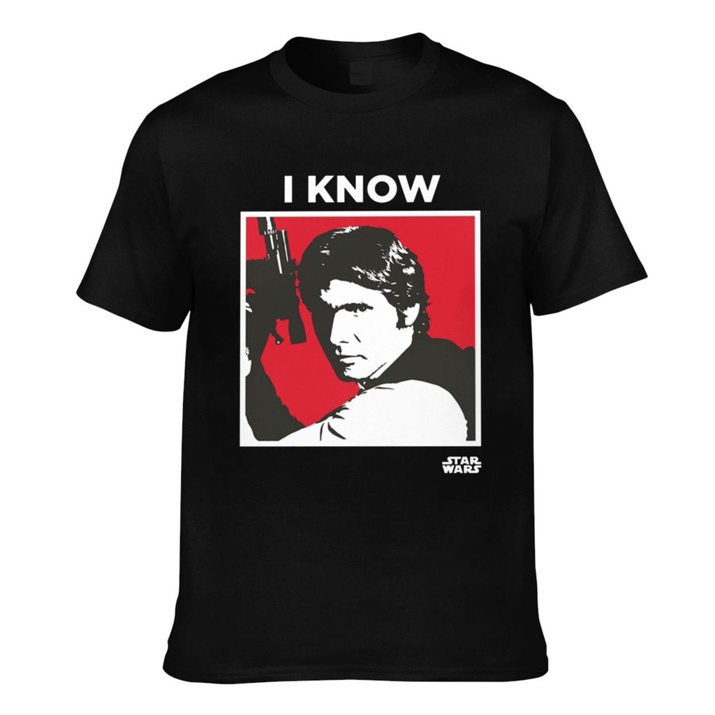 2026 สําหรับเพื่อนเสื้อวาฟเฟิล ที่กําหนดเองแฟชั่นเสื้อยืดชายสวมใส่ Star Wars Han Solo I Know 1 ผ้าฝ้
