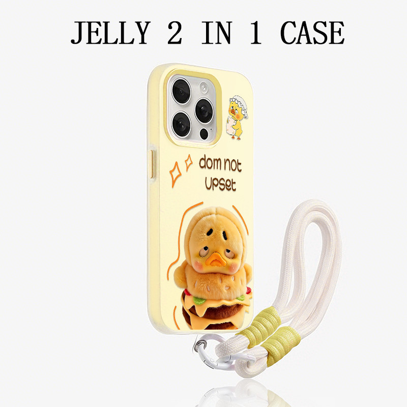 GANTUNGAN Jelly 2 In 1 เป็ดสีเหลือง Burger Furry สายคล้องปลอก Vivo V60 Lite Y400 Y21D Y05 V70 Fe Iqo