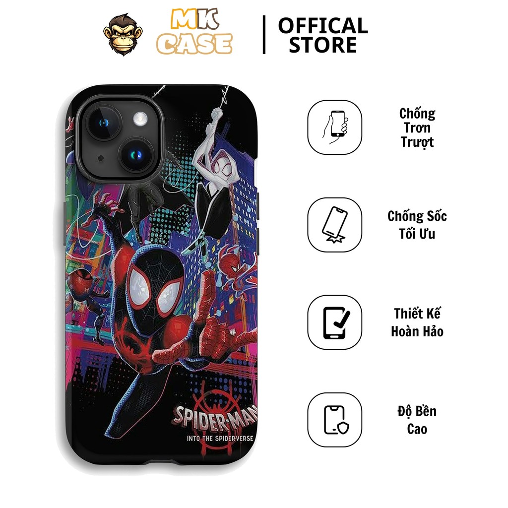Miles Morales Spider-Verse iPhone CASE Neon สีดําหรูหรากันกระแทก MK CASE iPhone 11 12 13 14 15 16 Pr