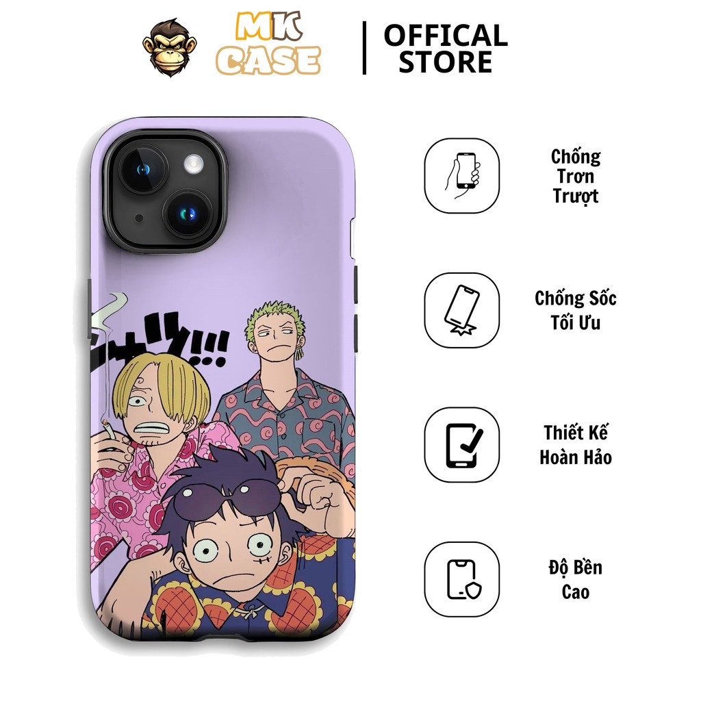 Iphone CASE Three Brothers Luffy Zoro Sanji Cute Pastel Purple MK CASE 11/12/13/14/15/16