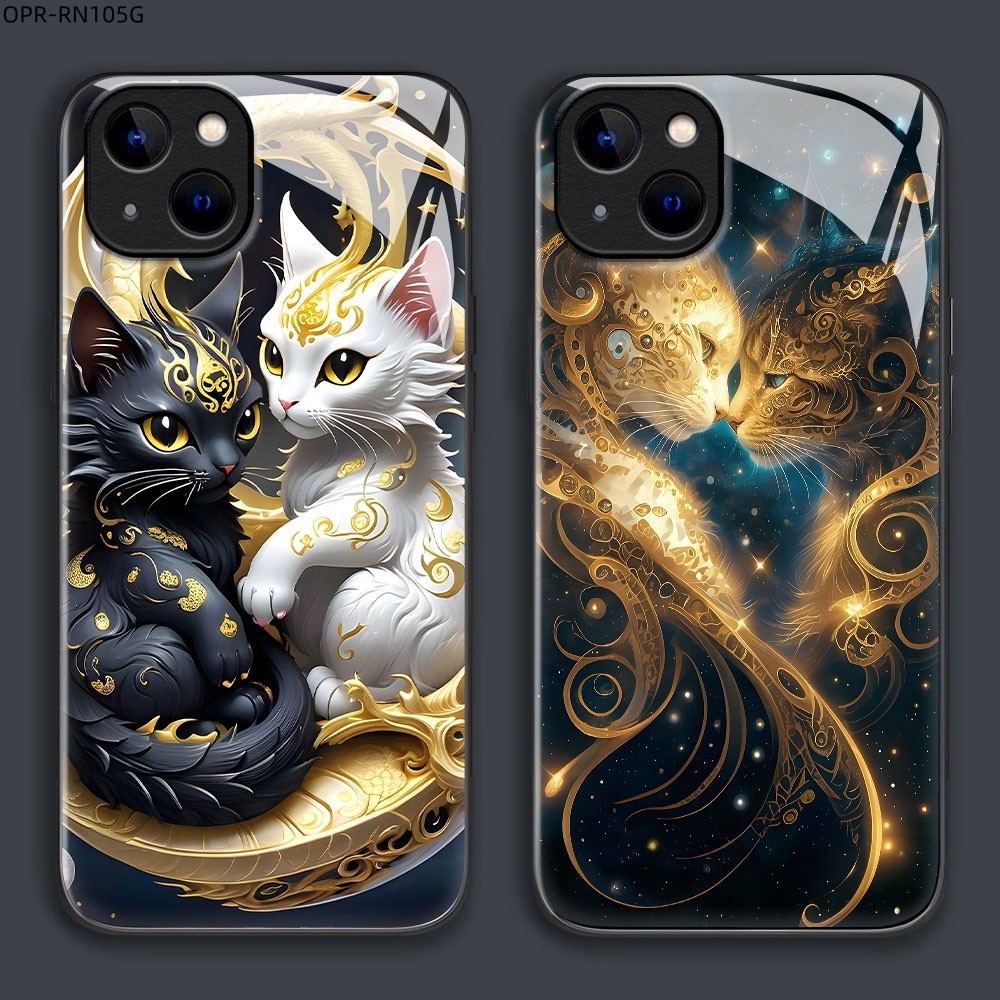 เคส For OPPO Reno 14F 13F 13 12 12F 11 11F 10 Pro 4G 5G เคสโทรศัพท์ เคสมือถือ เคสออปโป้ เคสแข็ง Phone Glass Case BLK