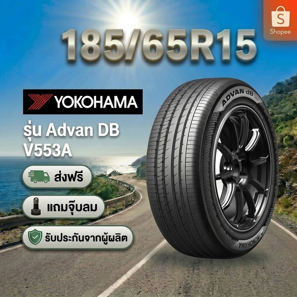 185/65R15 YOKOHAMA ADVAN dB Decibel  V553 ยางใหม่ 1 เส้น ปี 2026