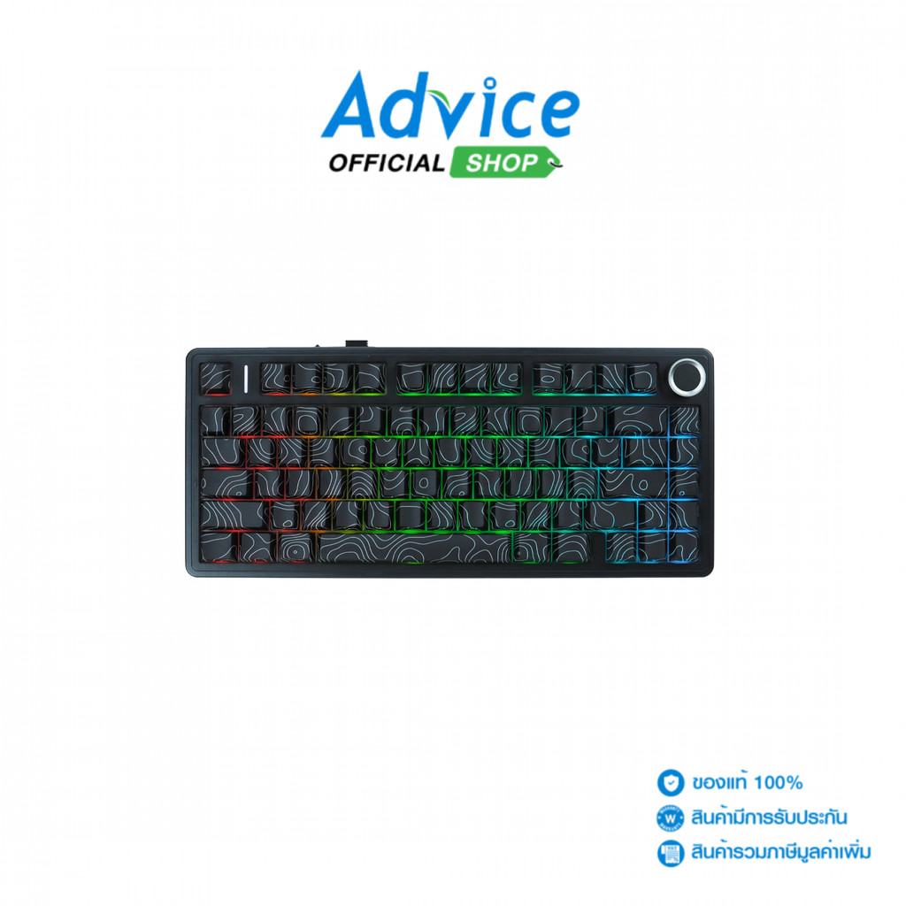 AULA KEYBOARD WIRELESS F75 BLACK (CT SKY BLUE SWITCH/BLUETOOTH) - A0178045