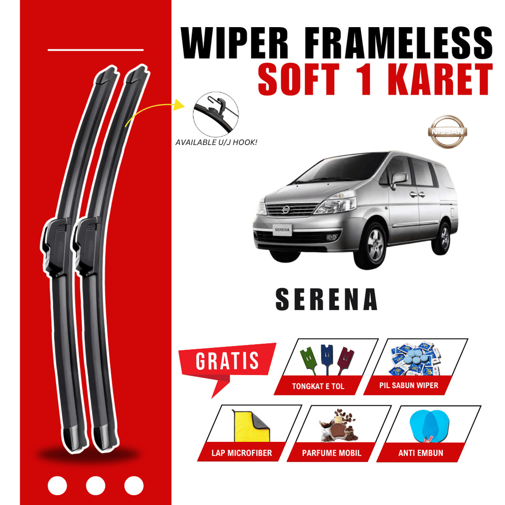 Nissan Serena C26 / C27 ที่ปัดน้ําฝนไร้กรอบสําหรับกระจกรถยนต์ ฟรีโบนัส 5 อัน