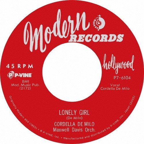 7inch Record CORDELLA DE MILO  Lonely Girl  Aint Gonna Hush Lim P76104 PVINE 2025 Japan Blues